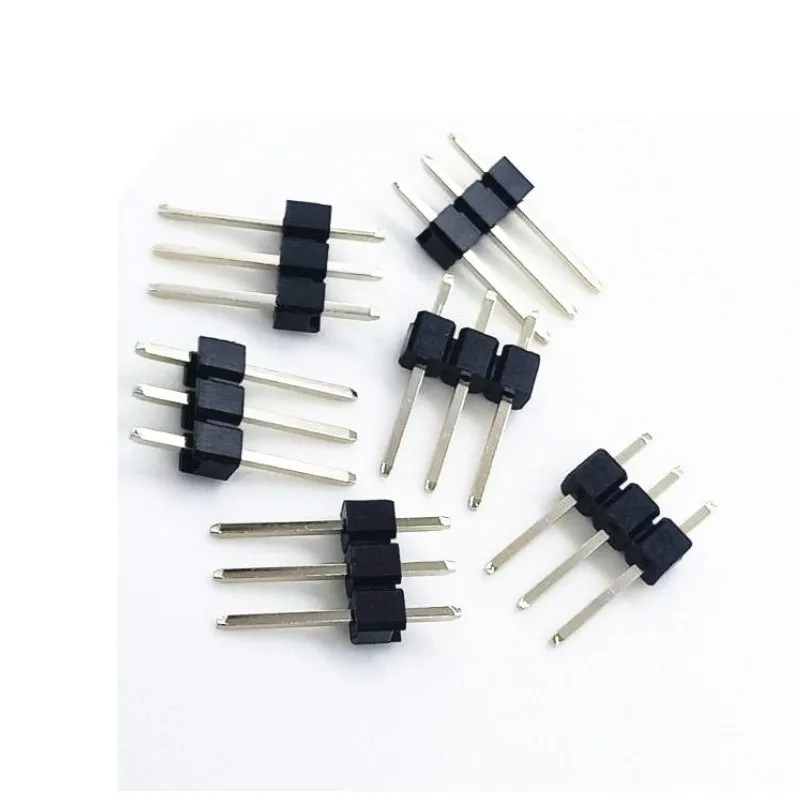 Custom made 2.54 mm vertical male pin headers 3 pin 12.54mm length male pin header connector