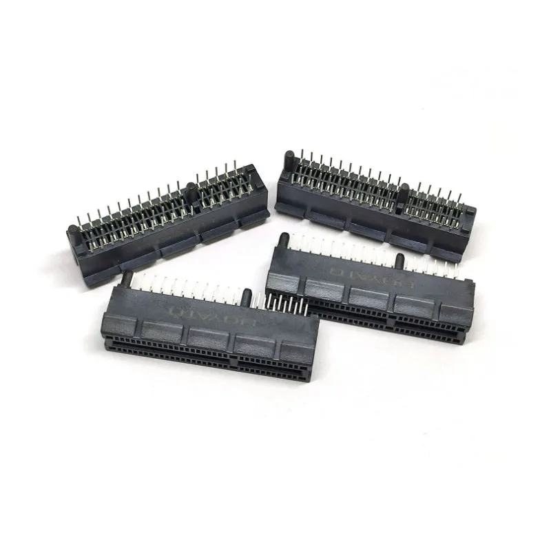 High Speed Black 64 Circuits Straight Dip Type PCIE Connector With Post card edge connector